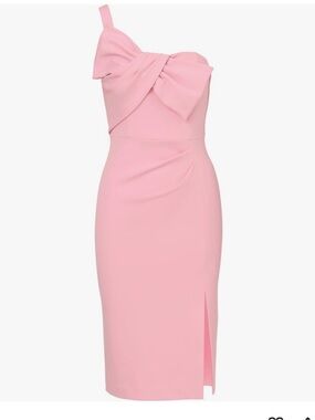 Adrianna Papell Pink One-Shoulder Bow Midi Dress size 10
